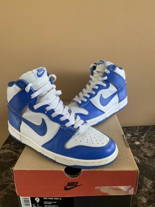 1999 Nike Dunk High Le Kentucky Size 9 Royal Blue White Bttys Vntg College Unc