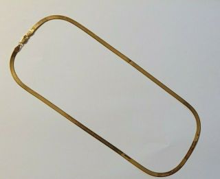 Vintage Signed Italy Solid 14k Yellow Gold Herringbone Necklace 9 Grams 22 "