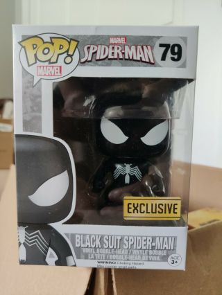 Funko Pop Black Suit Spider - Man (marvel Exclusive Rare Htf)