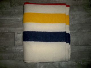 Vintage Hudson’s Bay Point Blanket 100 Wool 4 Point Blanket 92 " X72 " Camp Lodge
