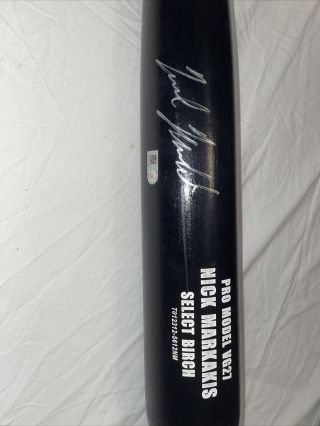 Nick Markakis Signed Baseball Bat Pro Model