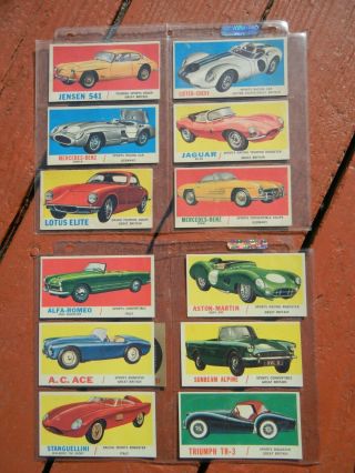 1961 Topps Sports Cars 13 Different Cards Vg