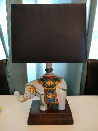 Vintage Frederick Cooper Porcelain Elephant Figurine Statue Lamp W/shade