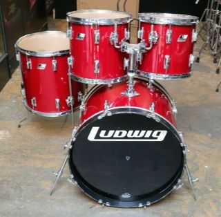 Ludwig 4pc Rocker Drum Set Red Cortex Vintage 1980 