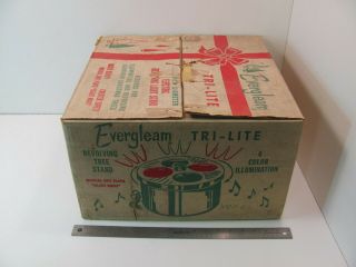 Rare Vintage Evergleam Tri - Lite Revolving Light Stand For Aluminum Tree