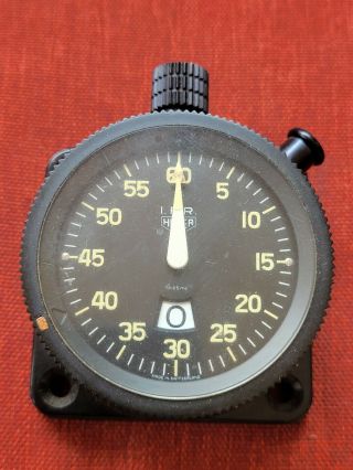 Vintage Heuer Ifr Dash Timer Stopwatch Airplane Aviation Meter Gauge Runs