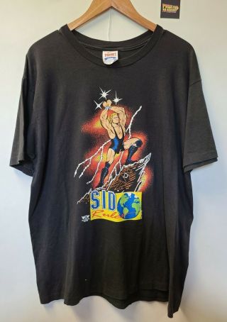 Vtg 90s Wcw Sid Vicious Wrestling T Shirt Mens Size Xl Single Stitch