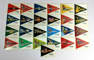 25 Disney Wonder Bread Crazy College Pennant Stickers Complete Set Vtg 70 