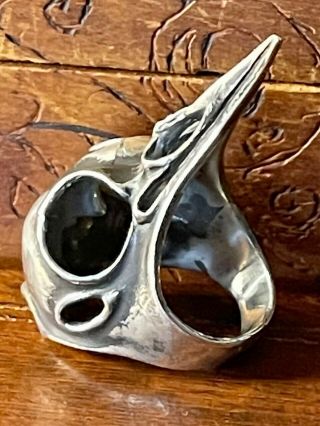 Axel Stocks Raven Skull Ring 1980s 16.  7 G Sterling Silver Vintage