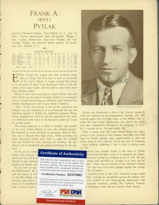 Frankie Pytlak Signed 1933 Who ' s Who in Baseball Page PSA/DNA Autograph D.  1977 2