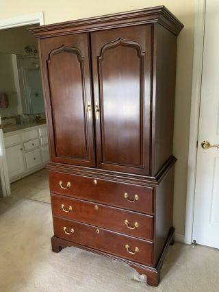 Vintage Harden Chippendale Solid Cherry Bedroom Armoire