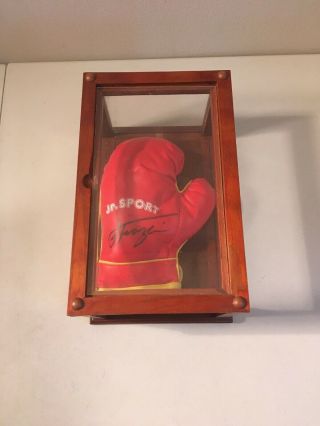 Jr.  Sport Joe Frazier Signed Mini Boxing Glove W/ Display Case