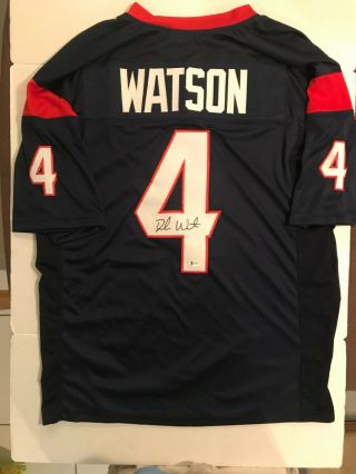 Deshaun Watson Autographed Houston Texans Custom Dark Blue Jersey Bas