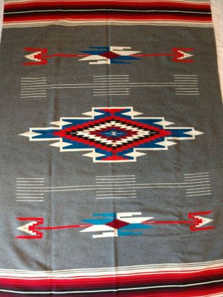 Vintage Chimayo Classic Southwest Design Blanket Rug Wool Large 52 " X81 "