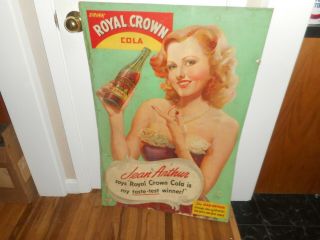 Vintage Jean Arthur Drink Royal Crown Rc Cola Cardboard Advertising Soda Sign
