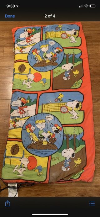 Vintage Wenzel Peanuts Snoopy And The Peanut Gang Sleeping Bag