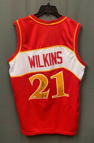Dominique Wilkins 21 Signed Atlanta Hawks Jersey Autographed Sz Xl Bas Hof