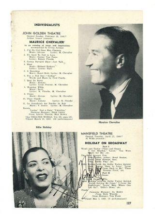 Billie Holiday Signed Vintage Broadway Who 