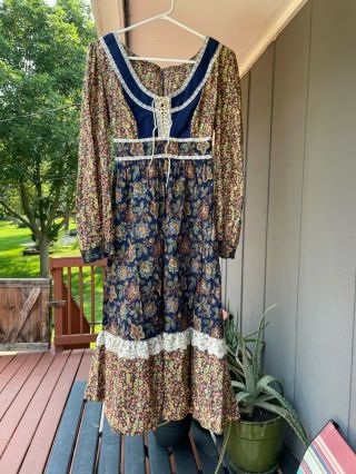 Vintage Calico Prairie Dress - No Label - Gunne Sax - Young Edwardian Style 13