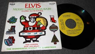 Promo 45 Single Elvis Presley Merry Christmas Baby 1971 Rare Pic Sleeve