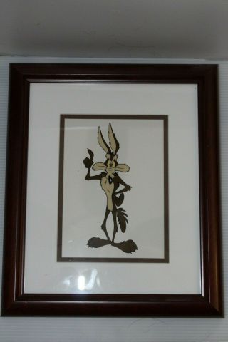 Warner Bros Studio Wile E Coyote Sericel - Matted And Framed,  11x13 Dark Brown