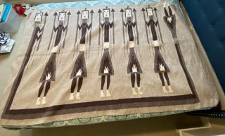 Antique Vtg 1930’s Navajo Woven Wool Blanket Or Rug 6 Yei Figures 81x52