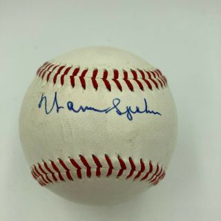 Warren Spahn Signed Autographed Official Minor League Baseball Sgc