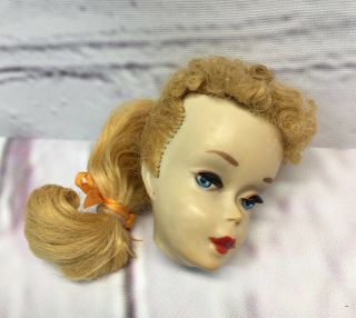 Vintage 3 Ponytail Barbie Doll Head Brown Eye Shadow