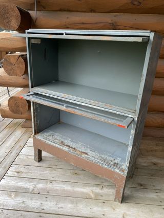 Vintage Industrial Metal Barrister Bookcase Stacking Cabinet