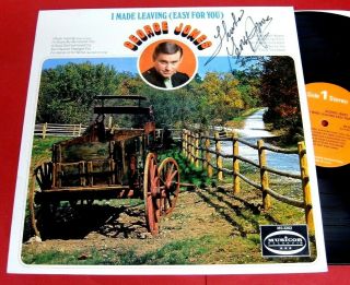 George Jones " I Made Leaving Easy (for You) " 1971.  Signed Lp Cover,  W/coa Nm/nm