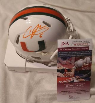 Andre Johnson Signed Miami Hurricanes Mini Helmet Jsa Authenticated