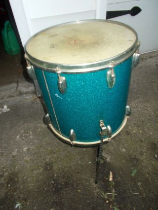 Vintage Slingerland 16x16” Floor Tom Drum Blue Sparkle