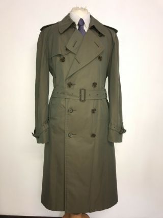 Burberry - Mens Vintage Olive Cotton Trench Coat - Uk 42 - 44 Long - Stunning