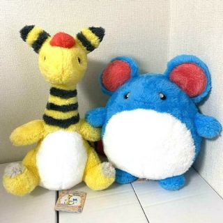 Rare Pokemon Ampharos Marill Fluffy Relaxes Big Plush Doll Set Exclusive Jp Dhl