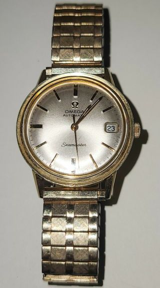 Vintage Omega Seamaster 14k Gold Filled Automatic Mens Wrist Watch