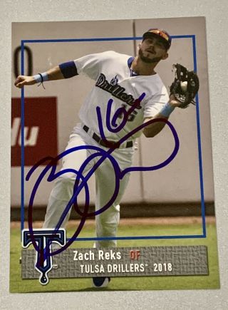 Zach Reks Signed 2018 Tulsa Drillers Team Set Card,  Los Angeles Dodgers Rc