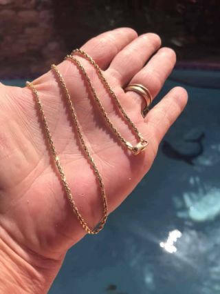 Vintage 14k Yellow Gold 20 " Diamond Cut Rope Chain Estate Necklace - 8.  3g
