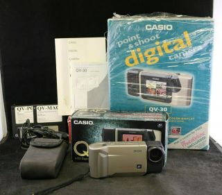 Vtg 1996 Casio Qv - 30 Digital Camera W Box -