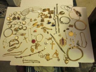 404 Grams Vintage - Now Gold Filled Jewelry Watches Glasses Scrap Some Wearable