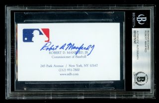 Robert Manfred Signed Autograph Auto Business Card Mlb Commissioner Bas Slabbed