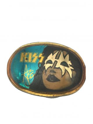 1977 Vintage Kiss Pacifica Ace Frehley Member Colorful Oval Metal Belt Buckle