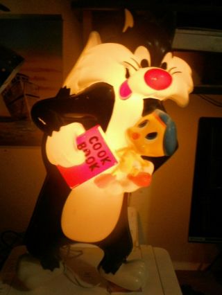 Vintage Sylvester & Tweety Bird Looney Tune Lighted Wall Sculpture By Headlites