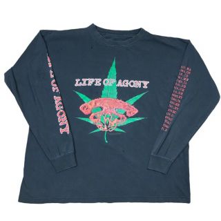 Vintage 90s Life Of Agony Long Sleeve T - Shirt 1997 Size Xl Blue Grape Weeds Rare
