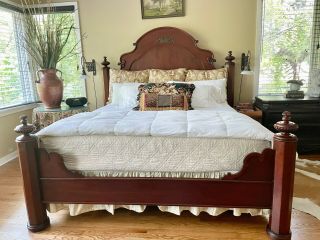 Gorgeous Antique Vintage King Bed Headboard And Footboard
