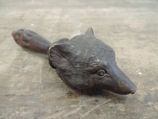 Very Unusual Antique Black Forest? Carved Fox Nutcracker