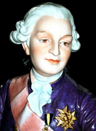 Antique German Dresden Kister King Louis Xvi Man Porcelain Doll Bust Figurine