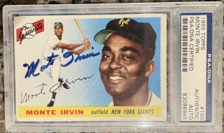 Monte Irvin 1955 Topps 100 York Giants Auto Autograph Psa/dna Hof