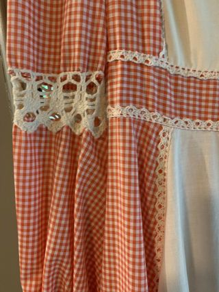 Vintage Gunne Sax Dress Red Gingham Lace size 11 tie back long 4