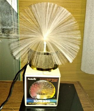 Ultra Rare Vintage Fantasia Gold Love Bug Lamp Model 1001 Fiber Optic Light