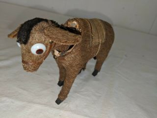 Antique Germany Mohair Nodder Donkey Candy Container? Paper Mache Glass Eyes